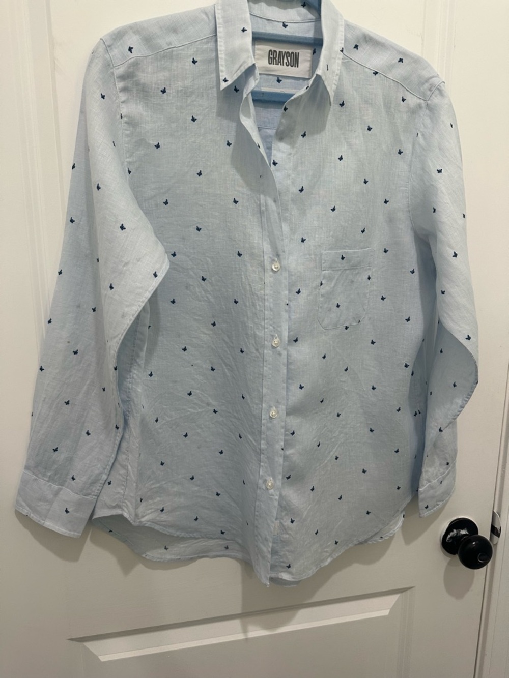 Anthropologie GRAYSON Light Blue 100% Linen Button-Down Shirt